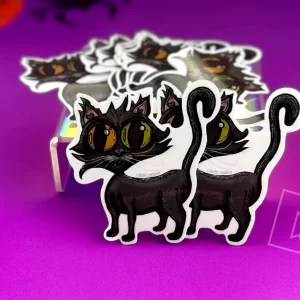 Waterproof Black Cat Sticker | Halloween Spooky Gift